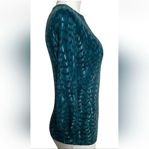Talbots Pure Cashmere Teal Feather Sweater - Picture 9 of 16
